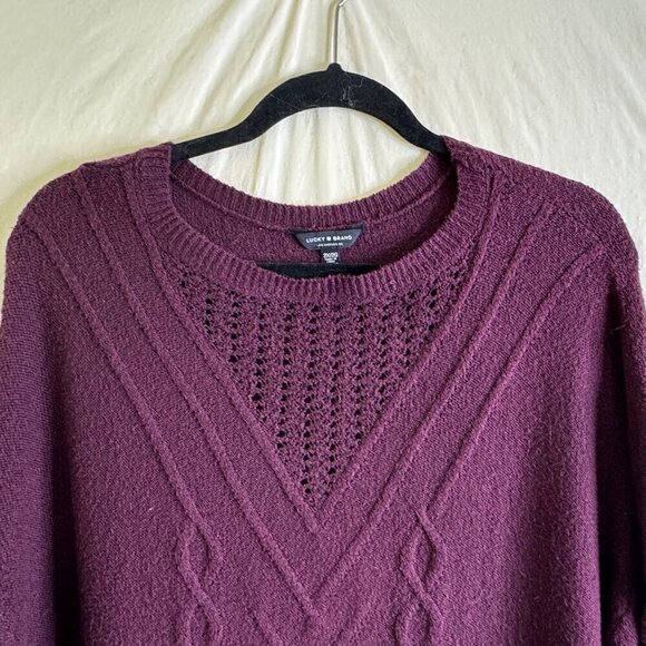 Women's SZ 2X Lucky Brand Relaxed Crewneck Pullover Sweater Open Detailed Knit * - Picture 2 of 9